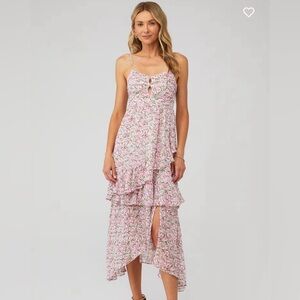 MINKPINK Pink Floral Midi Dress